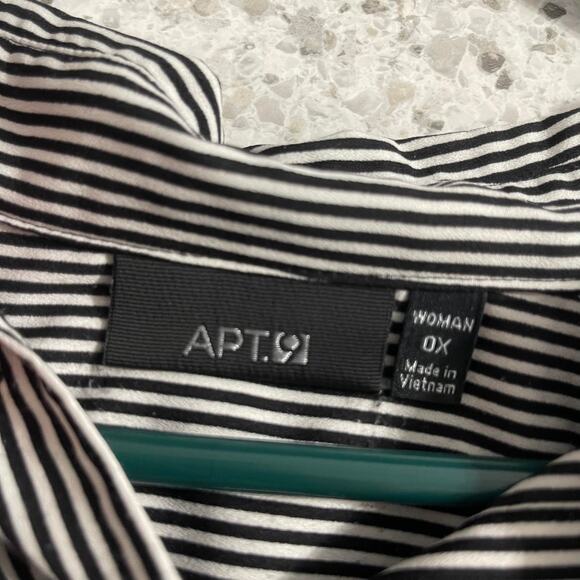 Apt 9 blouse button down up shirt women's size XL 0x black white stripe light wt - Picture 4 of 14